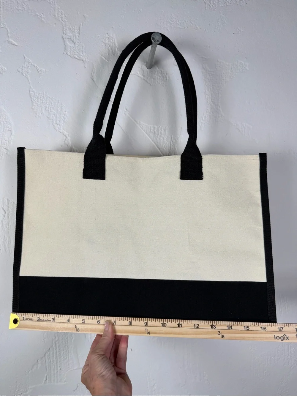 Tory Sport Cream and Black Canvas with Blue Logo Shopping Tote - NWOT 11.5 X 17